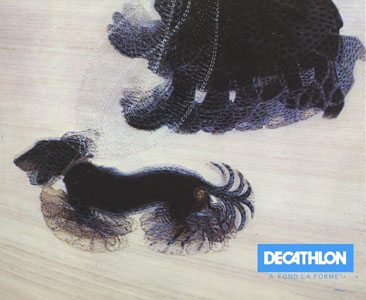 caricature dynamisme d'un chien en laisse decathlon